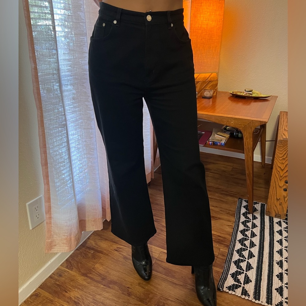 & Other Stories Black Denim Wide Leg 5 pocket Pant Size 29